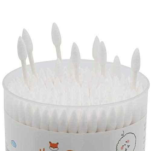 Cotton Swabs Precision Pointed - 400 Count Pointy Organic Cotton Buds Double Side Tightly Wrapped Cotton Tips Paper Stick Soft Gentle Lint-Free Cruelty-Free, Pointy & Round (White)