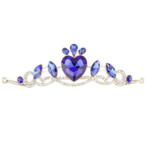 CAVETEE Birthday Crown for Women, Princess Tiara Royal Blue Happy Birthday Girl Crown Decorations