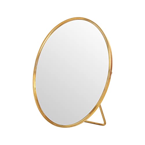LONGSHENG - SINCE 2001 - Gold Vanity Makeup Mirror Table Desk Countertop Mirror Bathroom Shaving Make Up Mirror Home Decor-Round