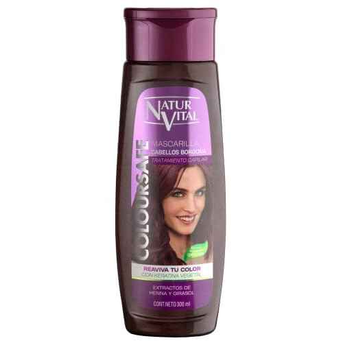 NaturVital Burgundy for Red Hair Refresher Coloursafe Hair Mask 300 ml. No Parabens,Organic Certified Extract