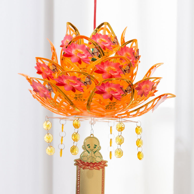 Lotus Lamp Buddha Worship Decorative Lantern for Festivals and Weddings