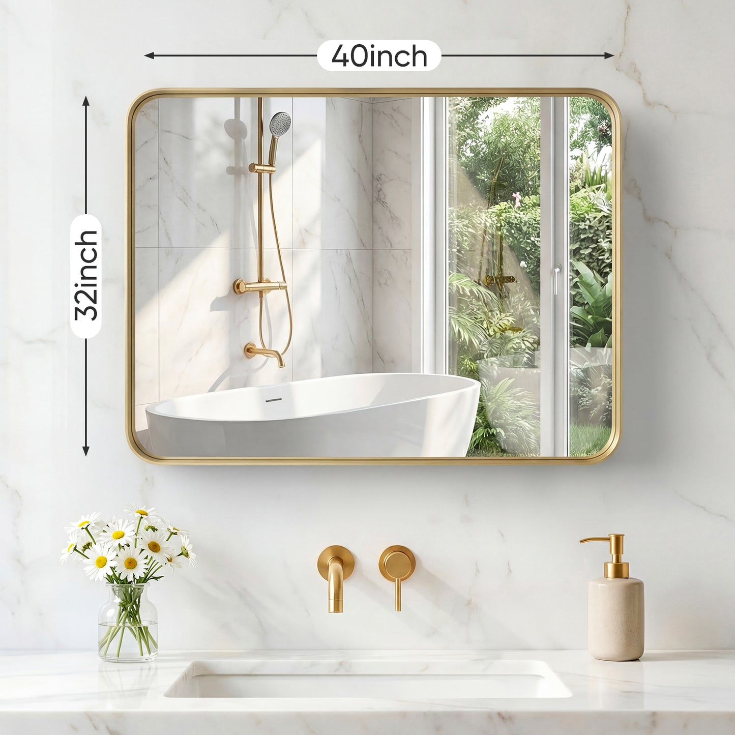 Rectangular Metal Frame Wall Mirror - Modern Decorative Home Decor