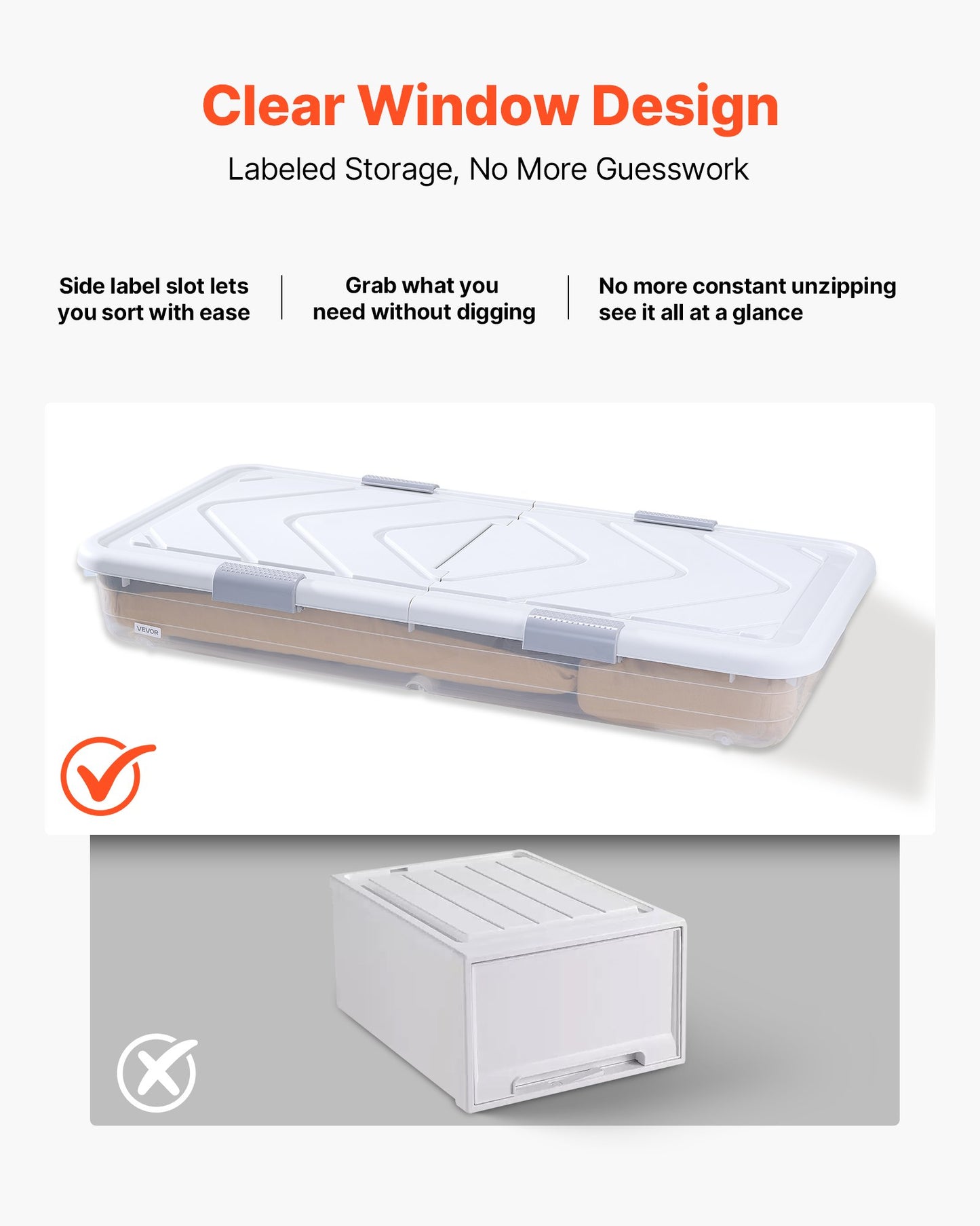 Under Bed Storage Bins with Wheels, Large Capacity Clothes & Shoe Organizer, 4 Pack