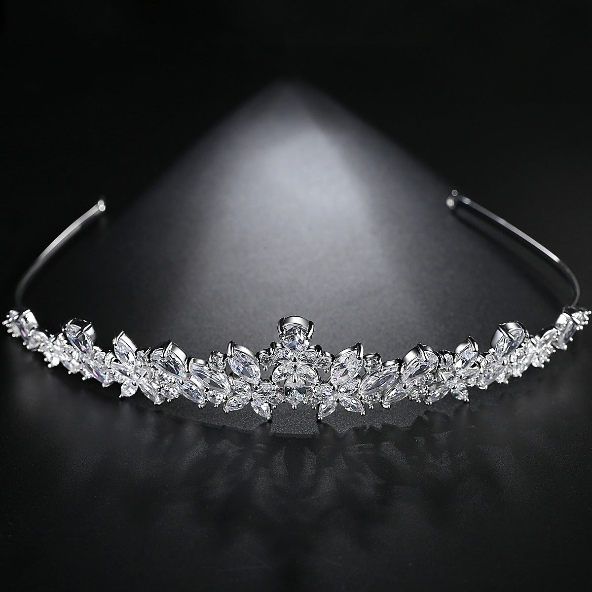 Copper Zircon Flower Hairband - Elegant Bride Style