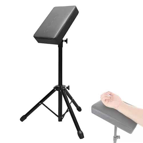 Tattoo Armrest Stand with Tray, Foldable Tattoo Arm Leg Rest Stand Adjustable Height and Tilt Tripod Stand, Stable Base & Padded Support for Tattoo Artist Studio