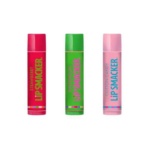 Lip Smackers Flavored Lip Balm Original & Best - Moisturizing, Soothing Trio Strawberry, Watermelon, & Cotton Candy