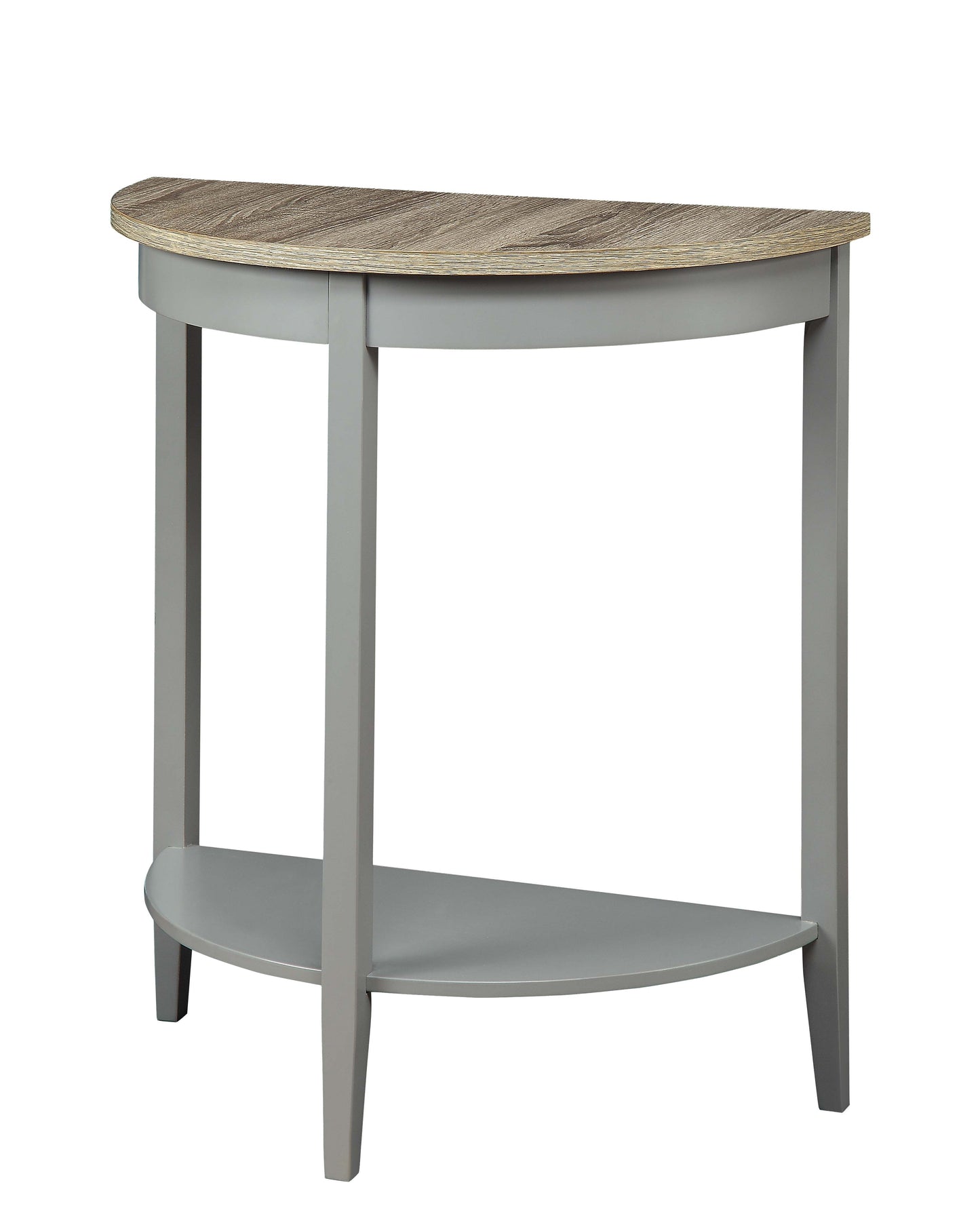 Justino Gray Oak Console Table - Elegant Half-Moon Design