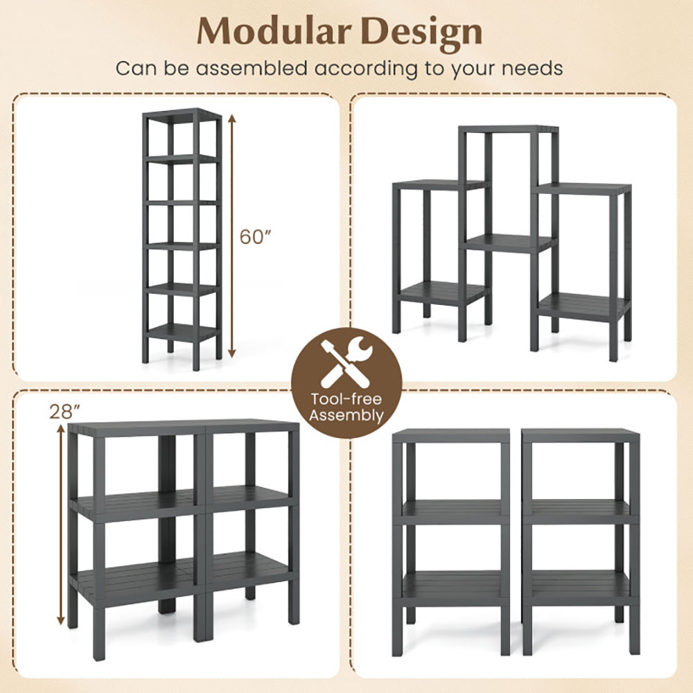 6 Tier Plastic Modular Storage Shelves For Living Room And Kitchen