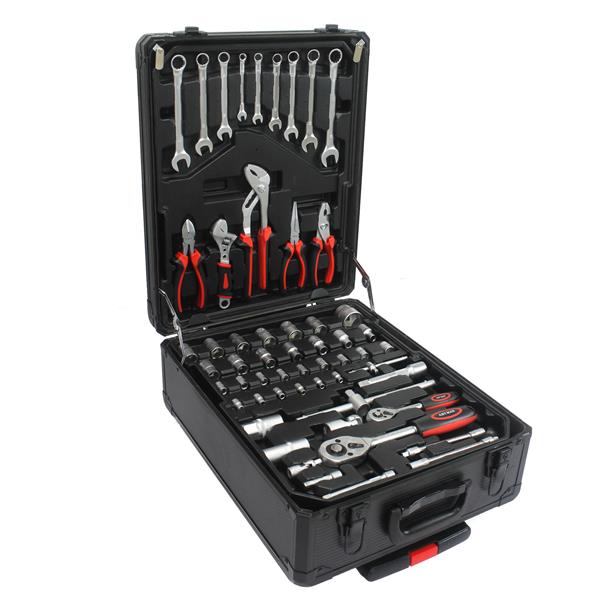 Black 4-Layer Hand Tool Toolbox with Wheels and Lock