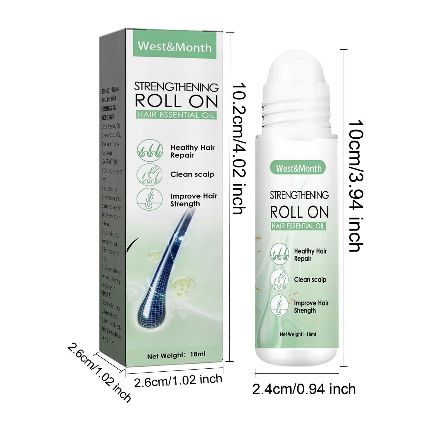 Hair Growth Scalp Massage Roller Ball with Rosemary & Coconut Oil