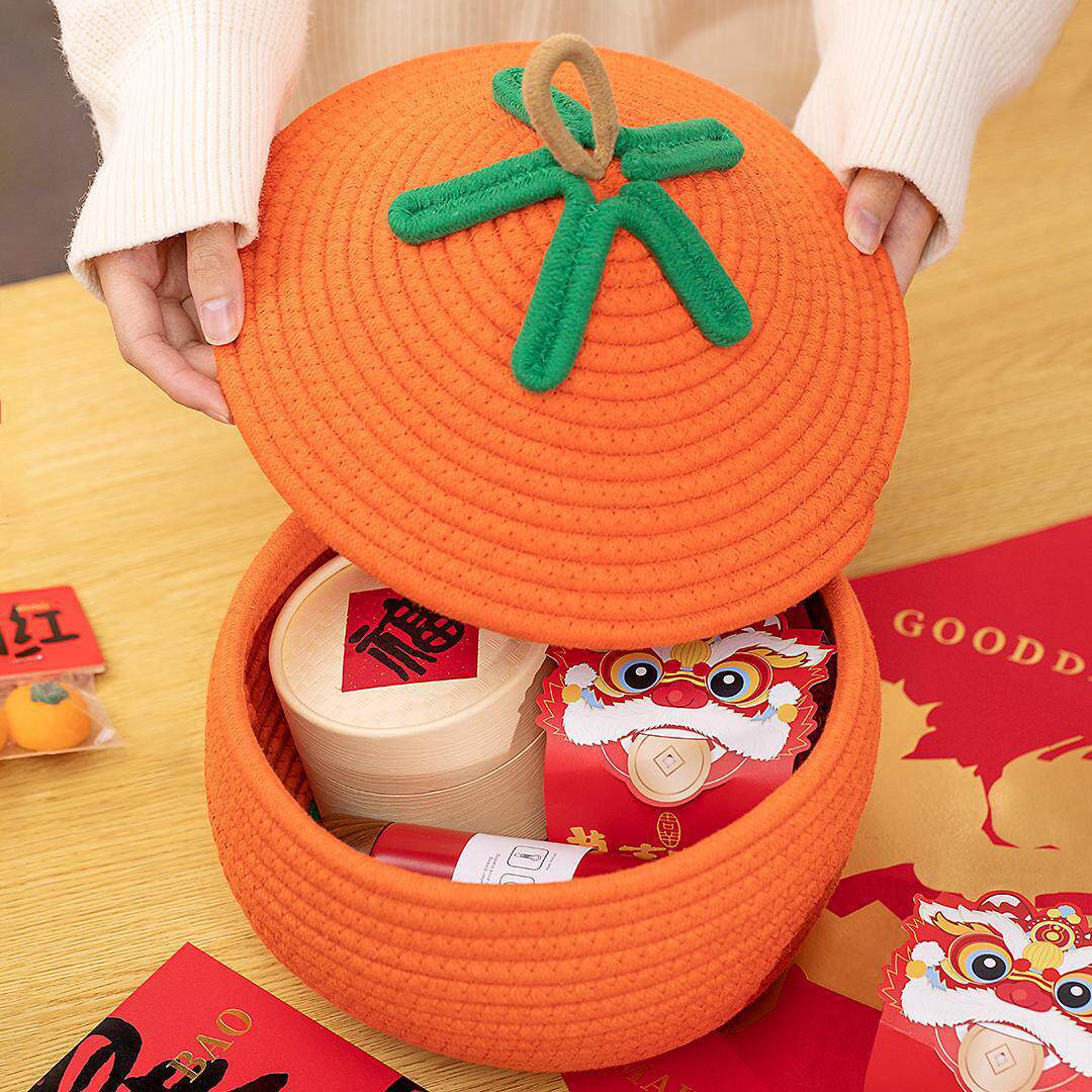 Handwoven Storage Basket with Lid - Multi-Size Home Organization