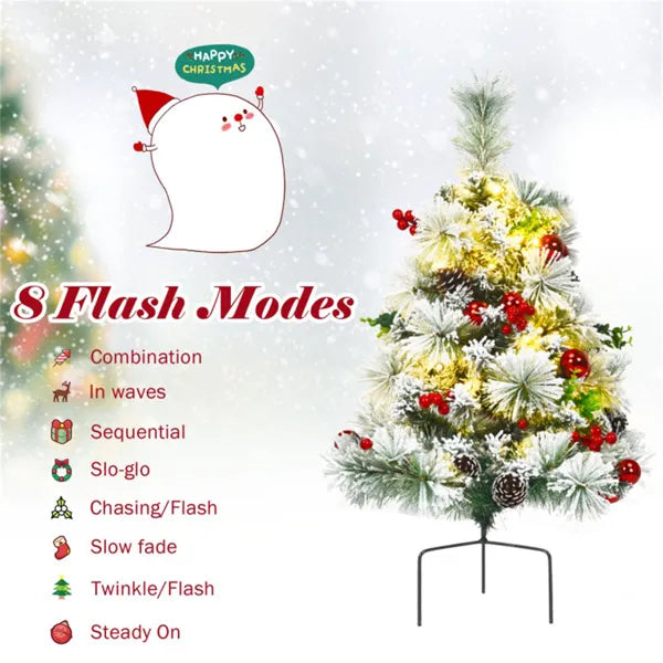 Pre-Lit Flocked Christmas Trees - 15.5" Mini Decoration Set