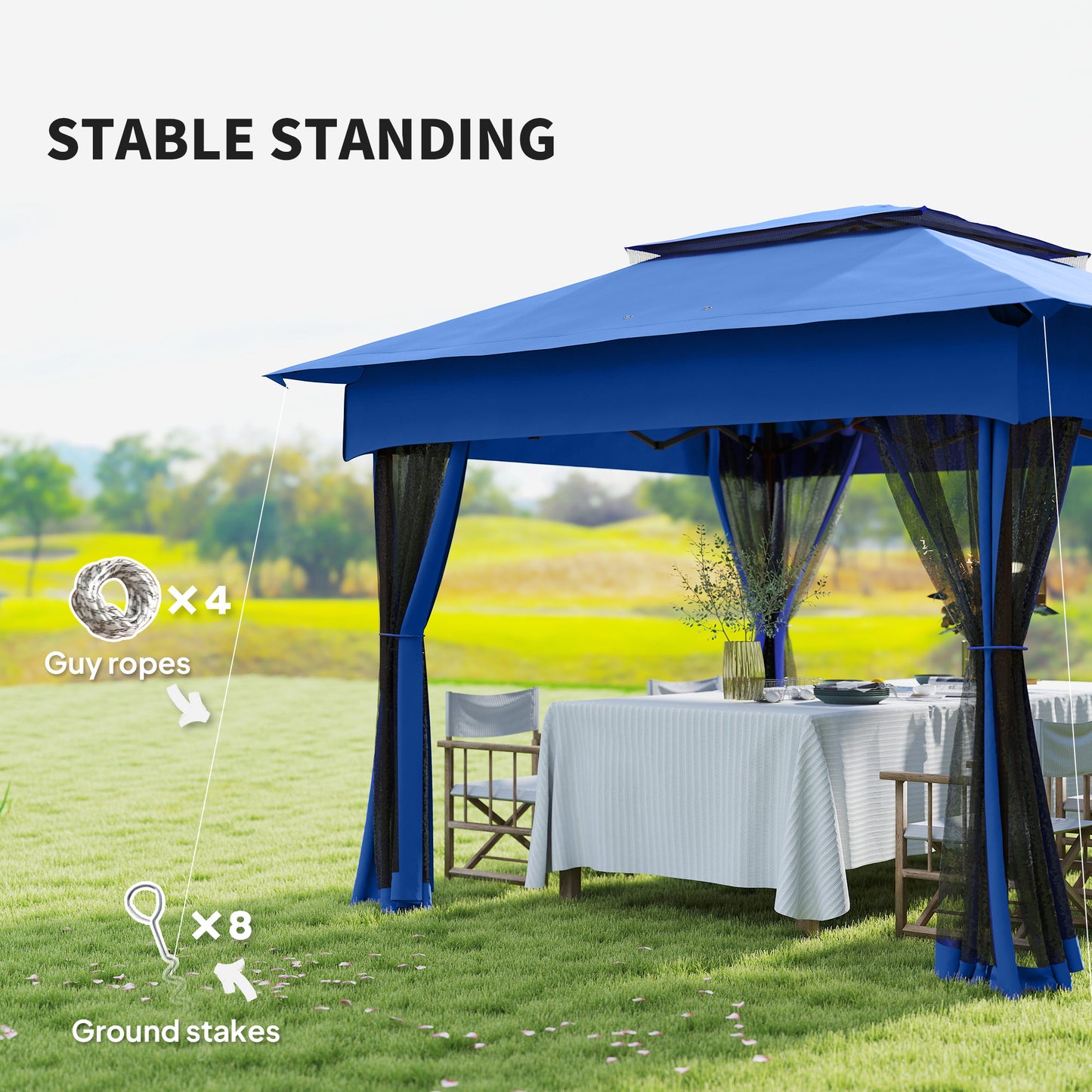 Pop Up Canopy Gazebo Shelter with Zipper Netting - 11x11 Blue