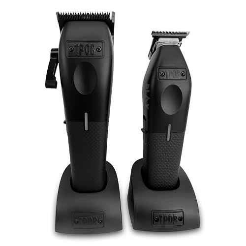 TPOB Play Barber Hair Clipper and Trimmer for Men 7500 RPM with Rubber Grips (Blackout 2 Set)