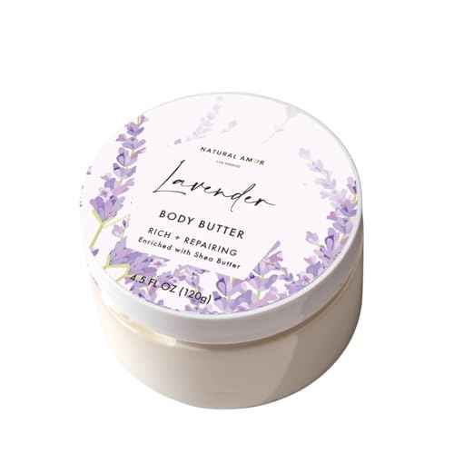 Natural Amor Lavender Body Butter 4.5oz, Moisturizing Body Lotion