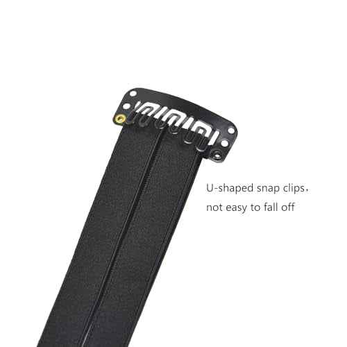 2 Pcs Facelift Bands with Clips Invisible Face Stretching Lifting Strap Adjustable Elastic Band Face Slimming Band (24cm Black Double Bands)