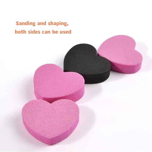 50PCS Heart Shape Nail File Double-Sided Sponge Nail File Sponge Nail Buffers for Acrylic Nails,Manicure Tool