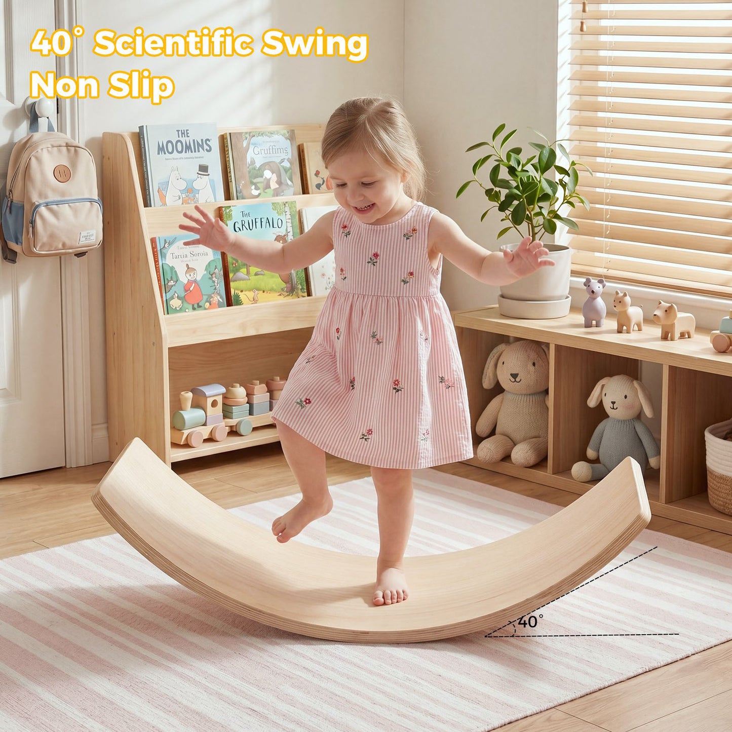 32 Inch Rocker Board Sensory Training Kids Balance Seesaw 300 Lbs