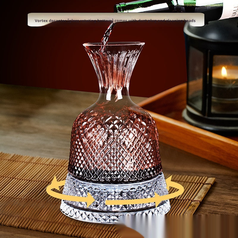 Crystal Glass Decanter with Rotating or Solid Wood Base - 1000ml Luxury Wine Bottle