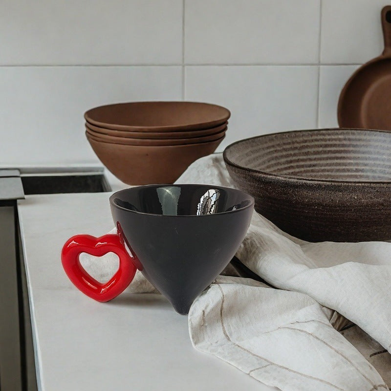 Ceramic Mug with Conical Shape and Solid Color Design - Heat-Resistant, 120ML