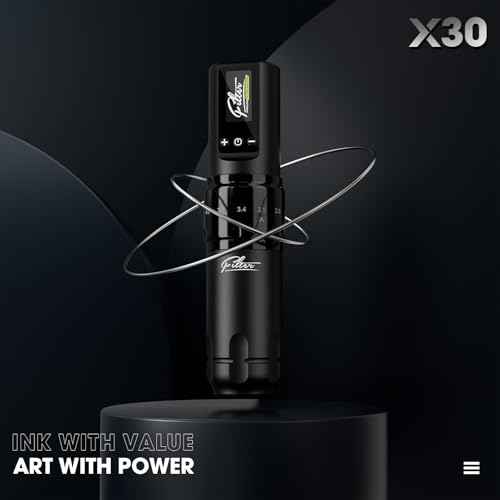 Filter Tattoo Gun - 7 Strokes 2.0-4.0mm Tattoo Machine Pen with Extra OLED Digital Display 1600mAh Battery Power Rotary Tattoo Gun for Beginners and Artists (X30 Black)