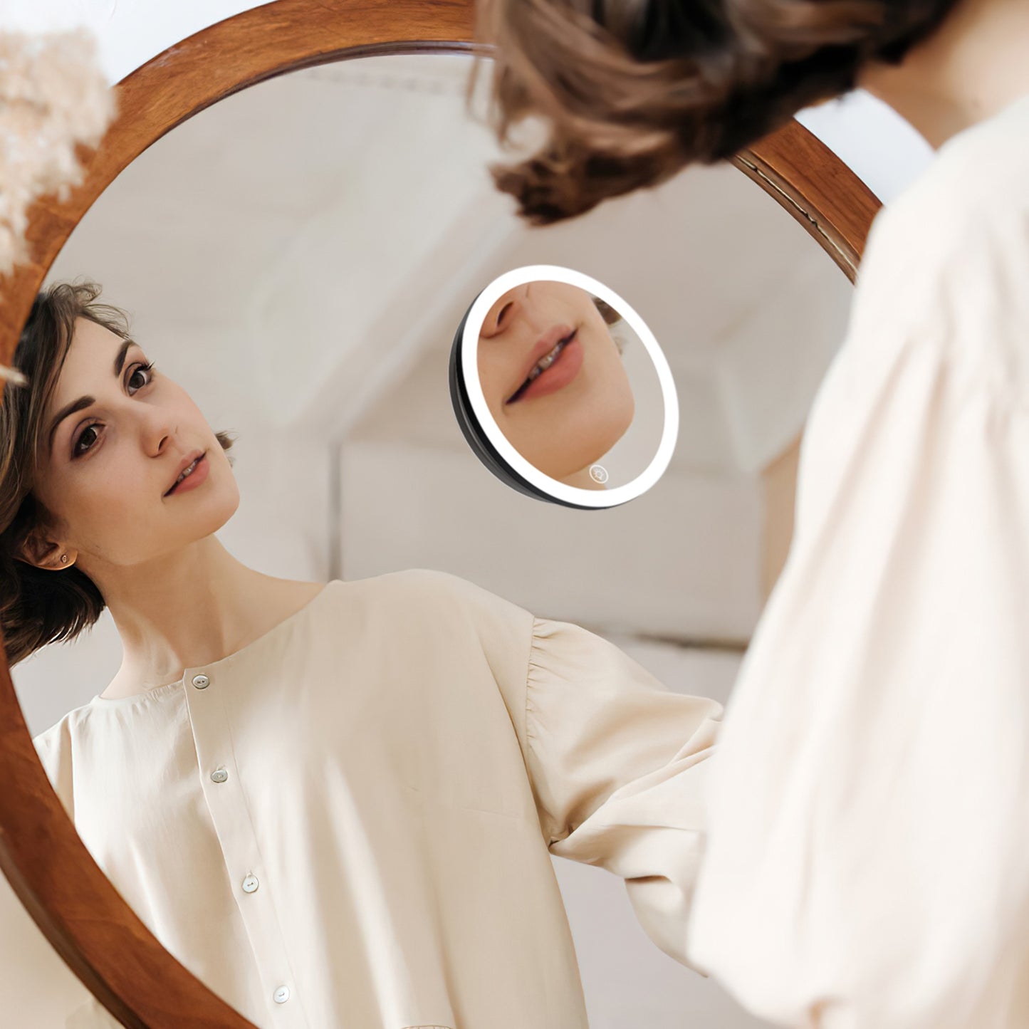 30X Magnifying Makeup Mirror with LED Light, Dimmable & 360° Adjustable Stand