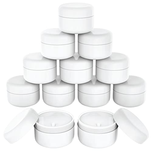 Houseables Lotion Jars, Lotion Container, Cosmetic Jars with Lids, Body Butter Containers, Travel Pots for Creams, Makeup, Moisturizer, Storage, Refillable, Empty, Small, Plastic, White, 4 OZ, 12 PK