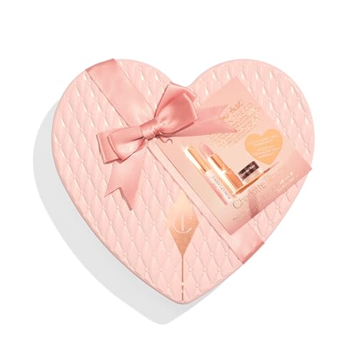 Charlotte Tilbury Pillow Talk Icons On the Go Kit - 4-Piece Makeup Set with Cream Eyeshadow, Mini Matte Lipstick, Lip Liner & Liquid Highlighter Blush in Iconic Nude-Pink Tones