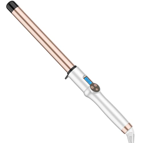 1 Inch Extra Long Barrel Curling Wand, Ceramic Tourmaline Curling Wand Professional Dual Voltage with Adjustable Temperature