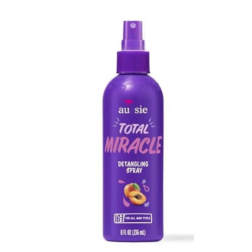Au~ssie Total Miracle Hair Detangling Spray with Apricot Oil, All Hair Types, 8 fl oz, Purple