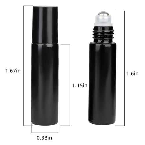 10ML Glass Essential Oil Roller Bottles,24 Pack black Oil Roller Bottles for Essential Oils, refillable rollerball bottle(24 Labels, Opener, Funnel, Dropper Included)