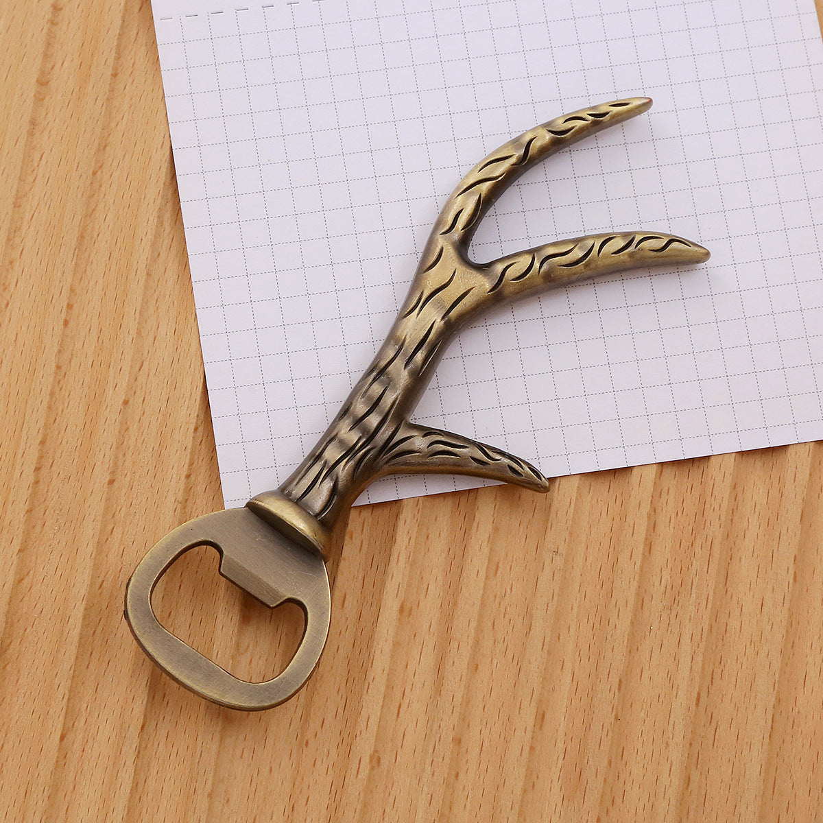 Creative European Beer Bottle Opener with Zinc Alloy Finish - Christmas Antler Design