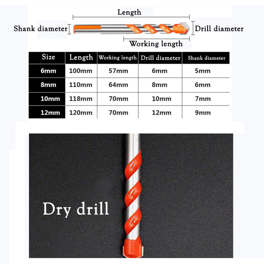 4-Piece Ceramic Glass Drill Bit Set - Multifunctional Power Tools for Masonry and Soft Materials