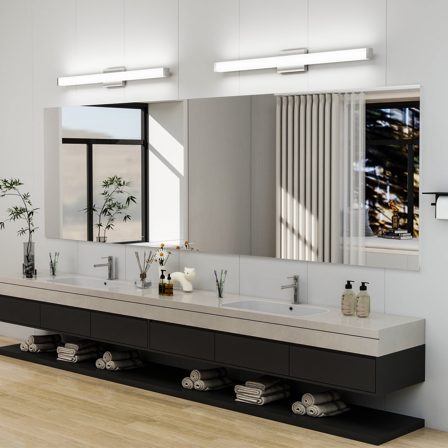 Brushed Nickel LED Bathroom Vanity Light - 41 Inch, 24W