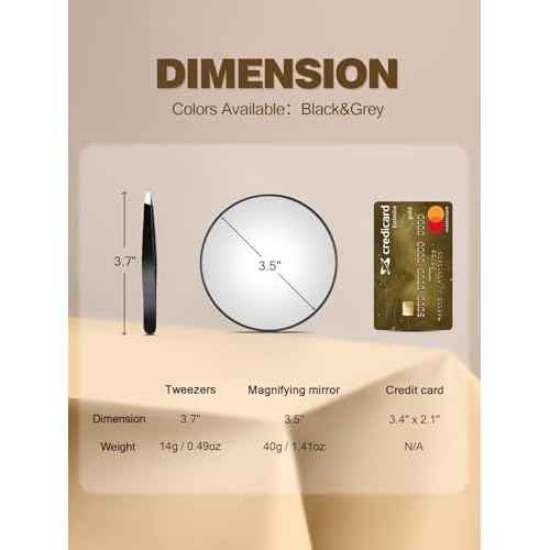 40X Magnifying Mirror with 2 Suction Cups, 3.5 inches Magnified Makeup Mirror and Slant Tweezers,Black,1PC