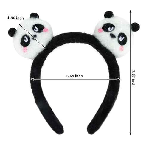 2 Pcs Animal Ears Headbands for Women Girls Cute Panda Headband Costume Hair Band Panda Party Decorations Soft Fluffy Head Band Animal Hair Accessories for Themed Party