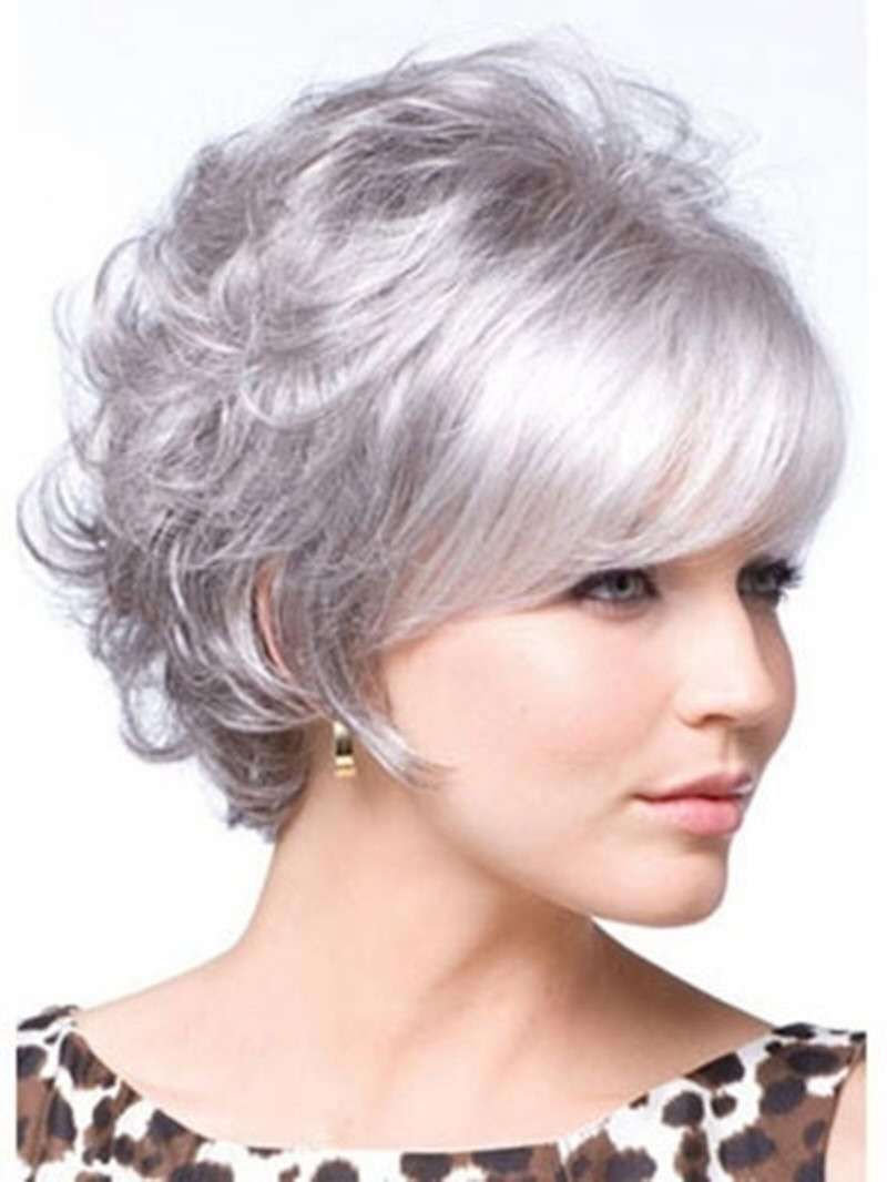 Women's Wig Headgear - Small Volume Hairpiece for Ladies, Grey White