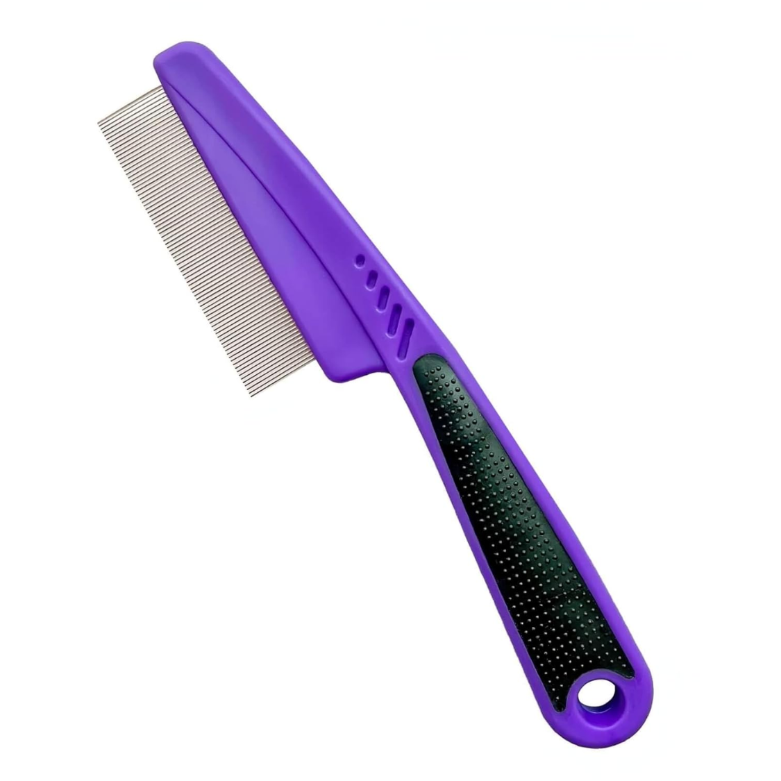 Pet Flea and Tick Comb with Rubber Handle - Fine Tooth Grooming Tool for Dogs & Cats