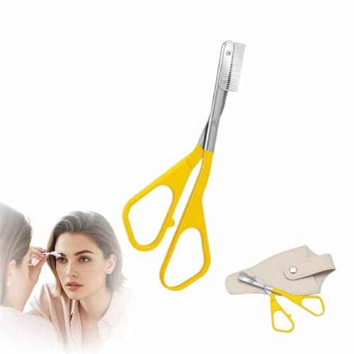 Eyebrow Trimmer Scissor, 2025 Upgrade Precision Eyebrow Grooming Kit, Portable Razor for Home Use, Removal Scissor Shaping Tool for Women (Yellow 1PCS)