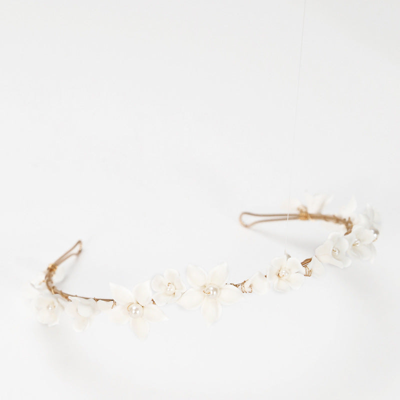 Ceramic Flower Hair Hoop - Gold