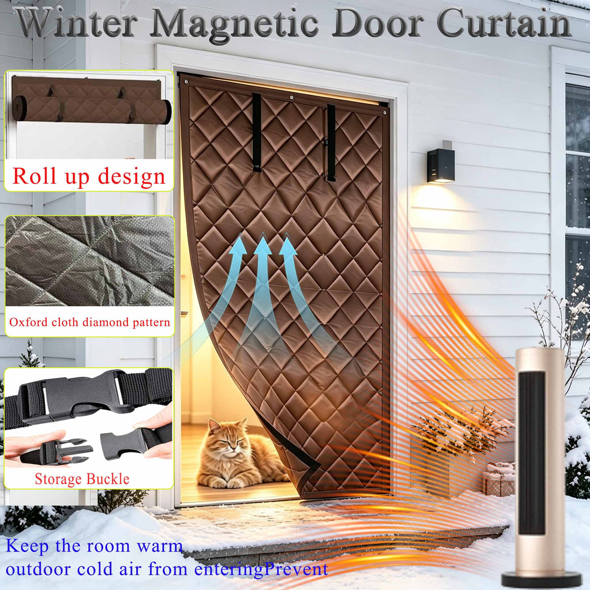 Magnetic Thermal Insulated Door Curtain - Windproof & Cold Block for Winter Home & Balcony