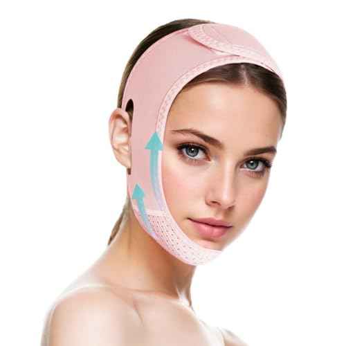 V Line Lifting Mask Chin Strap for Sleeping, V Line Lifting Mask for Women,Jaw Exerciser£¬Medium,LightPink
