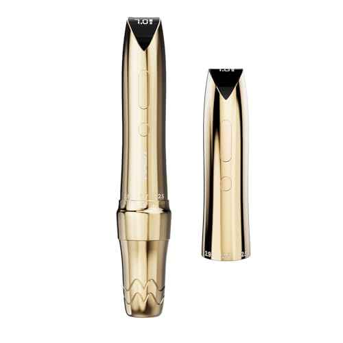 Mast P60 Tattoo Gun Machine, Wireless Tattoo Pen, 5 Strokes Length 2.2mm - 3.2mm, 121g/4.2oz, 2 Batteries, Gold Color
