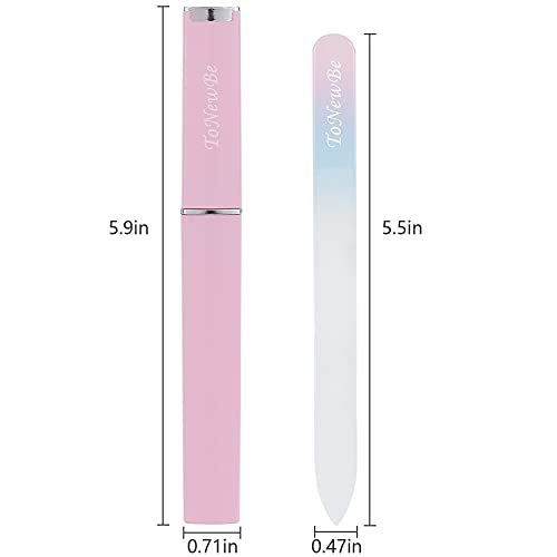 3PCS Glass Nail File in Case, Glass Fingernail File, Christmas Gifts Stocking Stuffers, Double-Sided Etched Crystal Nail File for Nail Art & Nail Care