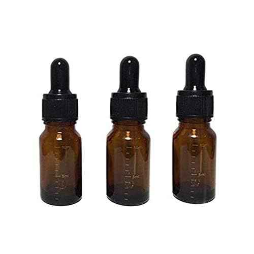 3 Pcs 10ml 0.34oz Empty Refillable Amber Glass Graduated Dropper Bottle Essential Oil Cosmetics Elite Fluid Container Jar Pot Holder with Glass Pipette Dropper