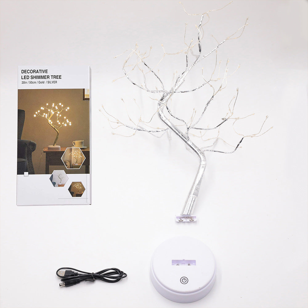 LED Fire Tree Night Light - Decorative Firefly Branch with Plum Shape