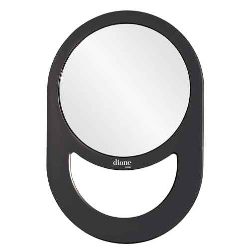 Diane Professional Quality Hand Mirror, Single Sided Hand Held Mirror with Handle for Salon, Barber, Grooming, Vanity, Shaving, and Travel, Medium, 7.5" x 11", Black