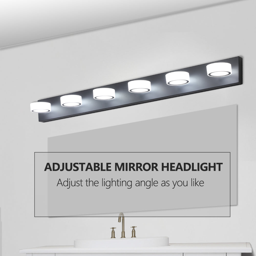 36W Dimmable 6-Light LED Vanity Light Fixture - Black
