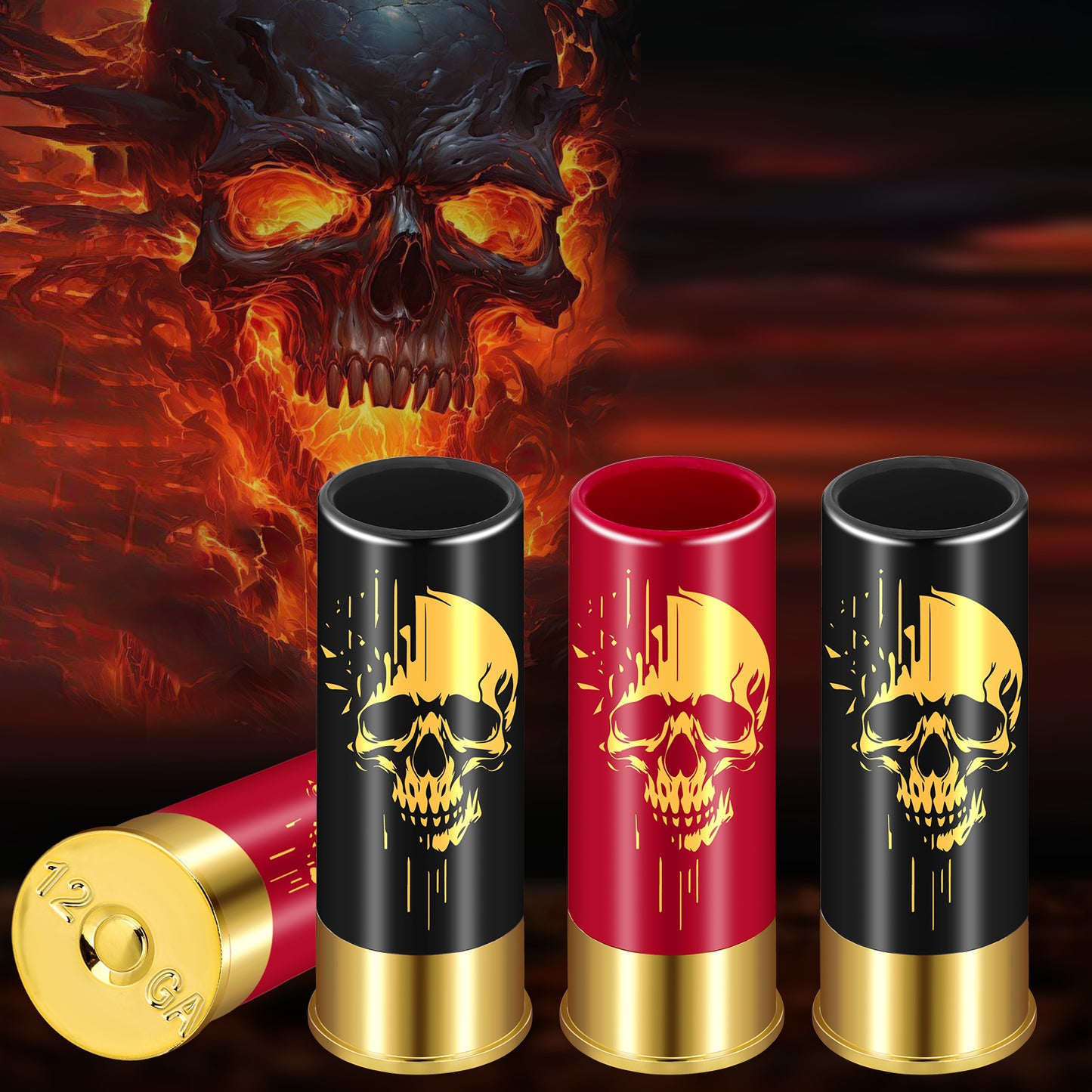 Skull Shot Glasses Set - 4pcs Reusable Plastic Cups for Cocktails
