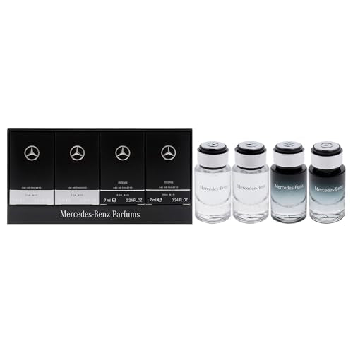 Mercedes-Benz Giftset - Mini Mens Cologne Set - For Men, For Men Intense - Long Lasting Cologne for Men - Men's Fragrances - Perfume for Men - 4 Pc